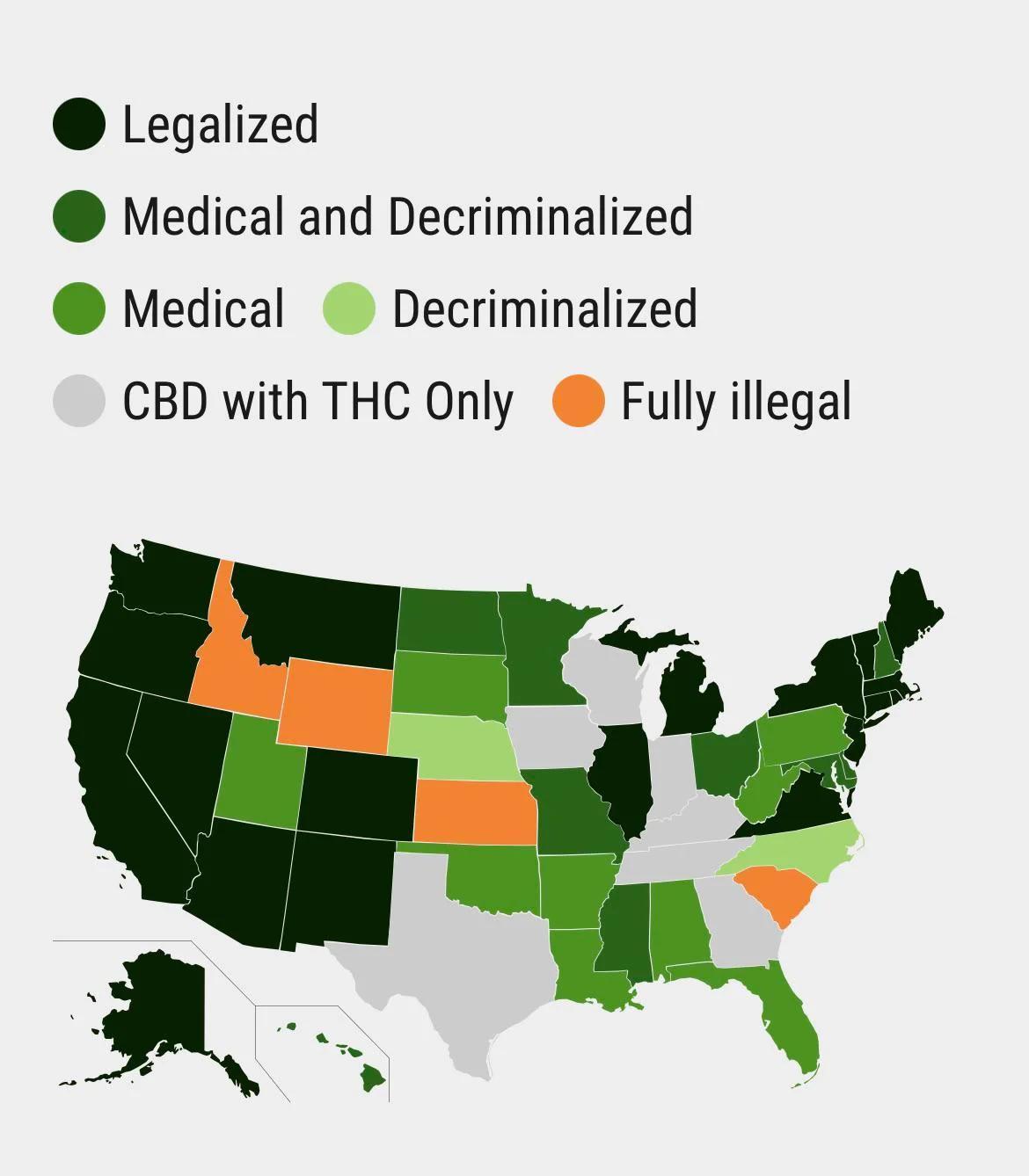 Map of Legalization on the East Coast